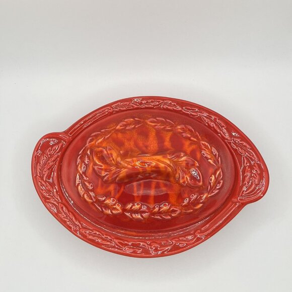 Vintage California USA Pottery Oval Red Glazed Casserole Serving Dish 2936 w/Lid - Picture 4 of 12